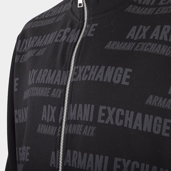 Armani Exchange Black Grey Zipper Sweatshirt - Picture 3 of 6